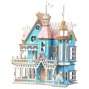 Accessoires de maison de poupée, découpe Laser, bricolage, modèle de construction assemblé, Villa fantastique 3D, meubles de maison de poupée en bois pour enfants, cadeaux d'anniversaire pour filles 231018