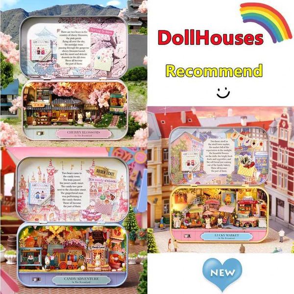 Accesorios de casa de muñecas Último bricolaje de muñecas casa hecha a mano box teatro mini caja linda casa de muñeca kit niña juguetes de madera 2023 Q240522