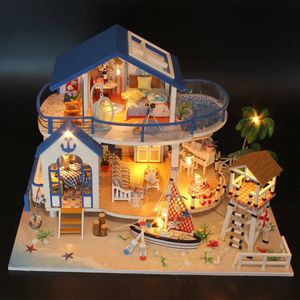 Accessoires pour maison de poupée, Kit de construction de maquettes, assemblage de Villa en bord de mer, bricolage Miniature fait à la main, Puzzle 3D, jouet, maison créative, décoration de chambre à coucher, 231102