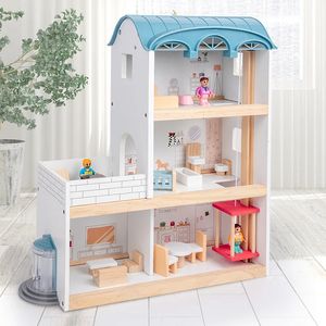 Accessoires de maison de poupée jouer ascenseur en bois scandinave vent maison de poupée jouets princesse Villa garçons et filles enfants Simulation éducative 231012