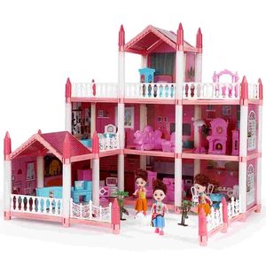 Doll House Accessories Princess Room With Furniture House 3 Stories Dolls For Girl Diy Mansion Playhouse 230812