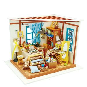 Poppenhuis Accessoires Robotime DIY Houten Miniatuur Poppenhuis Kits Lisa's Tailor Speelgoed voor Kinderen Meisje Gift 231027