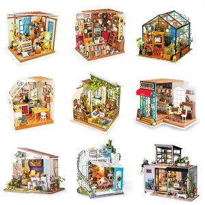 Accessoires de maison de poupée Robotime bricolage maison miniature en bois 1/24 kits de construction de modèles faits à la main jouets pour enfants adultes Drop 221122