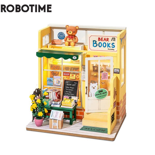 Accesorios para la casa de muñecas Robotime Rolife DIY Librería Mind-Find con muebles Niños Adultos Casa en miniatura Kits de madera Juguete DG152 221122