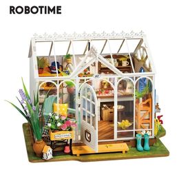 Poppenhuisaccessoires Robotime Rolife Dromerige tuin DIY poppenhuis miniatuur Mini houten bouwpakket speelgoed 3D Diorama voor kinderen 231109