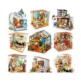 Poppenhuis accessoires robotime houten poppenhuis kits diy miniatuur meubels speelgoed voor kinderen verjaardagscadeaus collectie lj201126 d dht2j