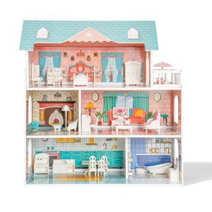 Accessoires pour maison de poupée Robud Doll House Maison de poupée en bois pour enfants de 3 4 5 6 ans 28 pièces meubles en plastique cadeaux d'anniversaire pour tout-petits 230826