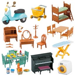 Accesorios para la casa de muñecas Juguetes 1/12 Familia del bosque Montessori Cocina Compatible Muebles de casa de muñecas en miniatura Regalos de juego de simulación 230830