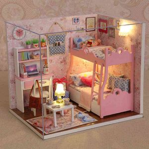 Maison de poupée Miniature à monter soi-même, modèle de maison de poupée en bois, meubles de jouets, maisons de poupées, jouets, cadeau d'anniversaire H012