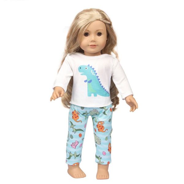Pajama de poupée set pour American Girls Doll 18 pouces Dinosaur Pyjama Child's Dress Up Game Doll Toy Vêtements Accessoires