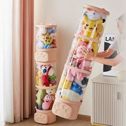 Doll -opslag emmer transparant vochtbestendige buis voor kinderen s pluche Toys Organizer Home Organisation en 231221