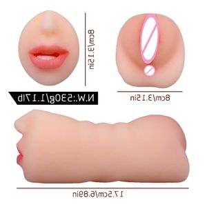 Juguetes de muñecas Masajeador sexual Masturbador para hombres Mujeres Vaginal Succión automática Top 3 en 1 Caucho de silicona Coño Vagina Juguete Anal Oral Masterbation Golpe de trabajo Hombre Realisti