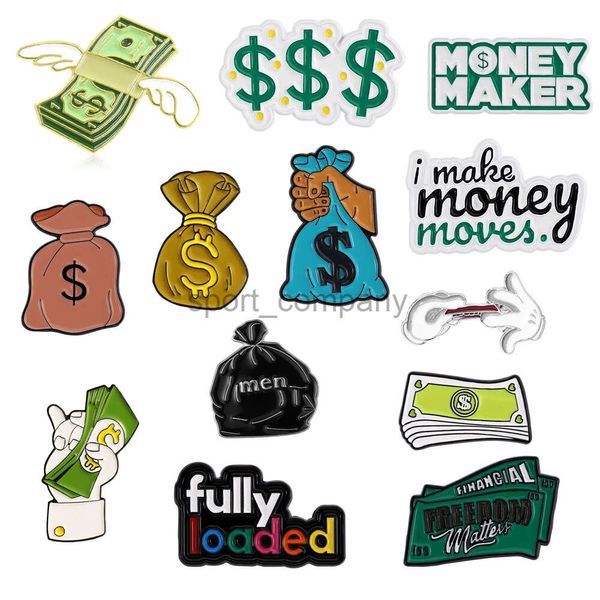 Dollar Money Enamel Brooch Purse Money Maker entièrement chargé Cartoon Money Badge Vêtements Babinage Bijoux Amid Gift