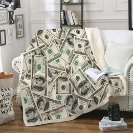 Dollar Sherpa Fleece Deken Digitale Printing Fluffy Deken Geld Pluche Gooch Deken Koele Grappige Soft Bedspreads Dropship 201222