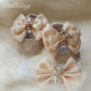 Dollbling barokke glamour meisje eerste wandelschoenen gouden kroon exotische Bohemen unieke bling prachtige strass baby wieg schoenen 240229