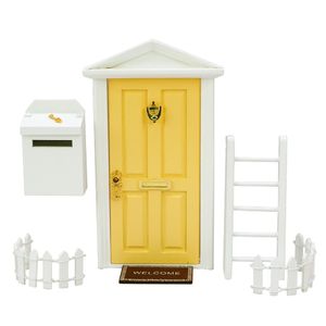 Porte de maison de poupée Mini Kit de porte de fée petite porte de fée en bois pour accessoires de fée murale comprend des portes échelles clôtures boîtes aux lettres pied 231225