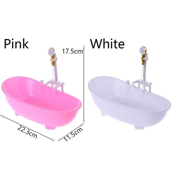 Muebles de casa de muñecas mini baño para niños juguetes de baño accesorios de muñecas 1: 6 miniatura bañera eléctrica bañera de plástico