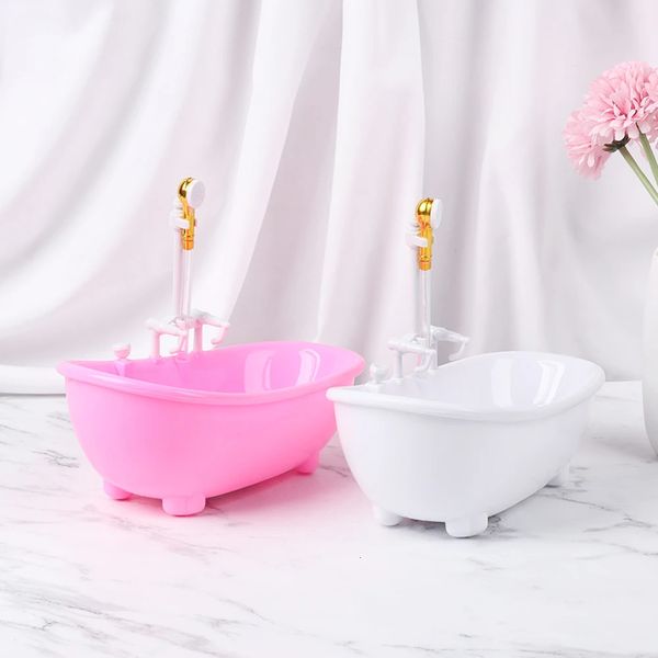 Meubles de maison de poupée pulvérisation d'eau enfants jouets de bain miniatures baignoire électrique accessoires de poupée baignoire en plastique 1/6 échelle 240123