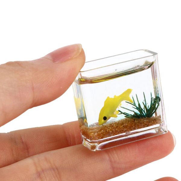 Dollhouse Miniature Glass Pish Tank Bowl Aquarium Doll House Home Ornement Toy