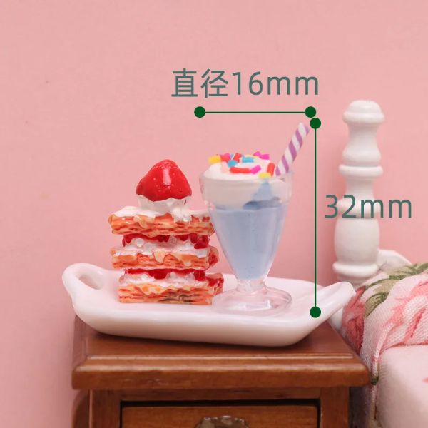 Articles miniatures de poupée millier mini-trucs Strawberry Shake Milk Tea tasse OB11 House Doll House Accessoires Kitchen Drink Drink Dessert