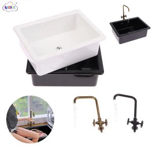 Dollhouse Miniature Kitchen Sink Wash Wash Basin Robinet pour Doll House DIY Meubles Jouets Accessoires