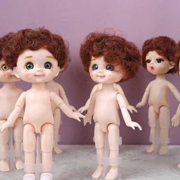 Dolls 1/12 Mini Doll Cute Face 16cm BJD Korte haar Boys Slapen varken Naked Kleed Girls Fashion Doll Gifts Diy Toys S2452201