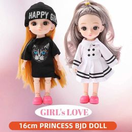 Dolls 1/12 Ratio 16cm BJD -pop met kleding en schoenen DIY MOVable 13 Toegevoegde modieuze prinses afbeelding Happy Girl cadeau kinder speelgoed S2452203