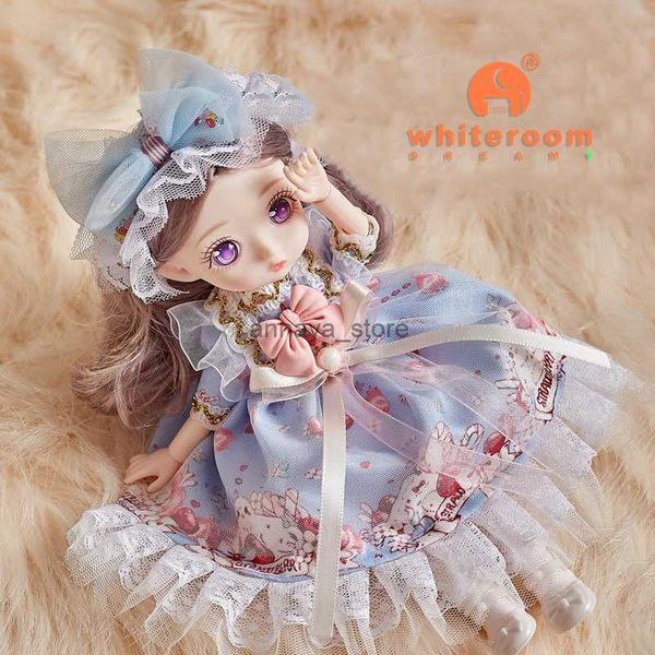 Muñecas 1/8 Bjd Muñeca Anime Cara Kawaii 23 cm Muñecas para niñas Vestido de Princesa DIY Vestir Juguete Juguetes para niños Ropa Linda Regalo de cumpleaños 20 cm