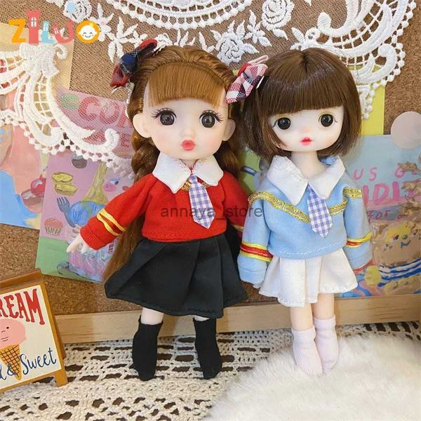 Poupées 1/8 BJD avec vêtements, uniforme scolaire Unique, ensemble de vêtements mignons de 16cm pour filles, jouets pour enfants, cadeaux d'anniversaire, jouet à la mode