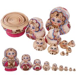 Poppen 10-delige set Russische poppen Matryoshka Nestelend speelgoed Geschilderde bomen Hout 230829