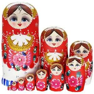 Poupées 10 pièces ensemble 20 cm en bois Matryoshka poupées russes enfants jouet poupées gigognes peint à la main décoration de la maison cadeaux d'anniversaire de noël 231130