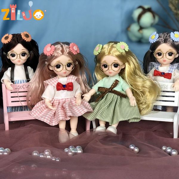 Muñecas 112 17cm traje de ropa para estudiantes BJD para niñas Active 3d Eyes Play House Doll Toy Children Regalos de cumpleaños 2 3 4 años Up 230816