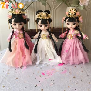 Poupées 112 BJD Princesse Hanfu Chinoise avec de Beaux Vêtements 17cm Costume Ancien 13 Articulations pour Filles Enfants Cadeaux d'Anniversaire 230427