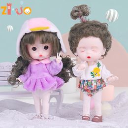 Dolls 112 Mini Doll OB11 20 Beweegbare gewrichten meisje schattig expressie gezicht krullende korte pruik 13 cm speelgoed cadeau voor meisjes munecas bjd 230816