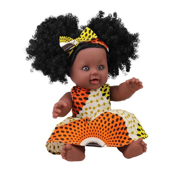 Poupées 12 pouces poupée noire africaine avec des vêtements cadeau d'anniversaire pour enfants jouets mignons en PVC pour bébé 231124