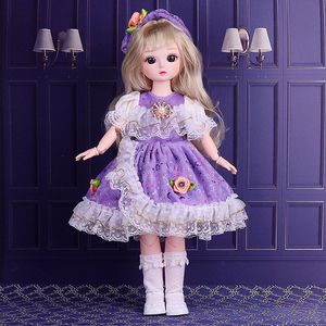Poppen 16 30 cm BJD Doll Girl Diy Dress Up Princess Toy 3D Simulation Eyes Make -up 21 REMENTAAR JOINTEN EN KLASSET SET 230816