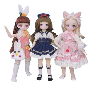 Little Girls' Fashion Dolls 16 Bjd Anime Puppet, Balljointed 30cm Comic Face, Vinyl Classic Toy for Ages 6-10