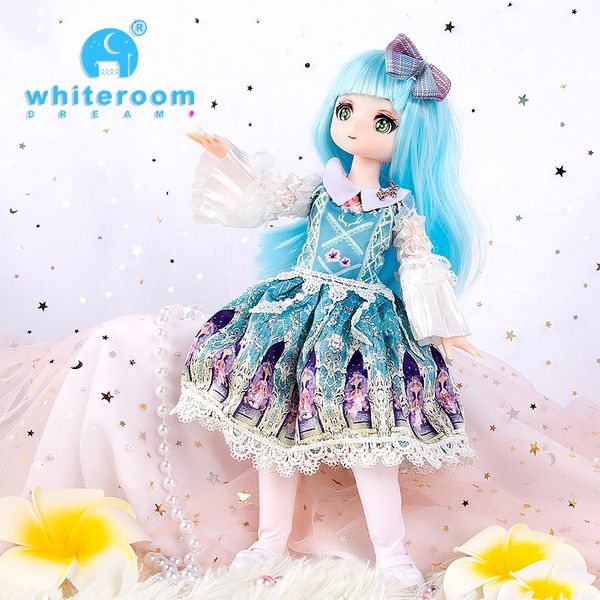 Poupées 16 Bjd Anime Style Ball Jointed Doll Ensemble complet avec des vêtements Couleur Yeux bleus Chaussures Kawaii Surprise Cadeau Jouets pour fille 230427