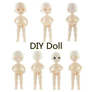 Muñecas 16 cm muñeca bjd 13 movible articulado con cara de cerdo sonriente desnudo blanco desnudo mujeres cuerpo sin cara sin pelo para maquillar 231011