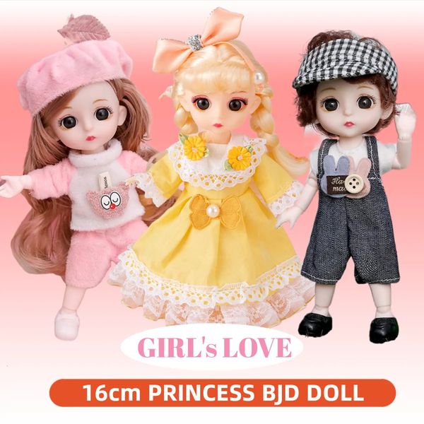 Poupées 16 cm Mini poupée BJD avec des vêtements et des chaussures doux visage grands yeux princesse figurine bricolage mobile 13 articulations cadeau fille jouet 231011