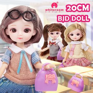 Dolls 18 Bjd Doll 20CM 13 Articulaciones móviles Brown 3D Big Eyes Moda Uniforme escolar y vestido de novia Regalo de cumpleaños para niños muñecas 16 230427