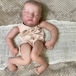 Poppen 19 inch geschilderde gerecycleerde poppenonderdelen ongemonteerd Levensechte baby 3D-schilderij inclusief zichtbare ader stoffen lichaam 231117