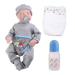 Poppen 19in Realistisch voor POP Gesloten Ogen Slaap Jongen Zacht Vinyl Siliconen Baby geboren Speelgoed Cadeau Kinderen Kids X90C 230904