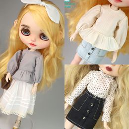 Muñecas 1 Uds. Ropa de muñeca Blyth camisas de moda faldas largas para 2830cm Azone OB22 OB24 accesorios 230803