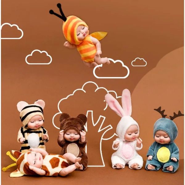 Poupées 1 pièces Kawaii 12 cm Simulation renaissance poupées jouet Mini mignon dormir bébé série poupée dessin animé Animal jouet pour enfants cadeau d'anniversaire 231023