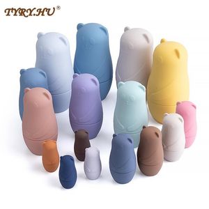 Poupées 1 Set Montessori Nesting Doll Jouet Russe Matriochka Poupée Jouets Éducatifs pour Enfants Silicone Blocs Empilables Poupée À L'intérieur De La Poupée 230406