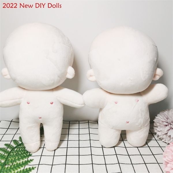 Muñecas 20/15 cm hecho a mano DIY Kit de bebé de peluche Moldes en blanco Unembroidery Toys Mini Handmake para niña Regalos familiares 220930