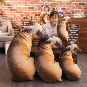 Poupées 2023 Hot 50cm 3d Animal réel mignon Bend Dog Imprimé Oreiller Pouffer drôle de chien Cosplay Coussin de jouets préféré pour la maison
