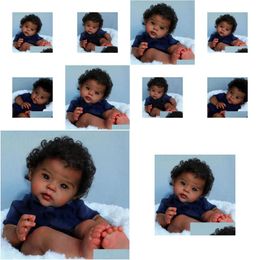 Poupées 20 pouces afro-américaines Raven Raven Dark Skin Reborn bébé fini né avec des cheveux enracinés Gift Toy fait à la main pour les filles 230731 Drop Dhfeh