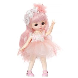 Poppen 22,5 cm prinses speelgoed voor meisjes BJD beweegbaar gewricht verjaardagscadeau huisspel mooi kind mooie roze jurk sprookjes 230906